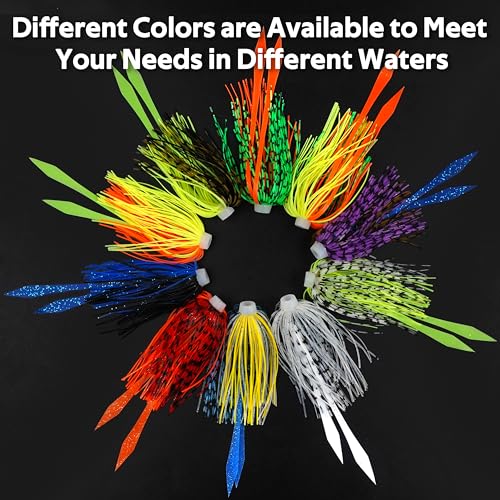 Silicone Jig Skirts 10/20pcs Spinnerbait Skirts with Tail Fishing Lure Skirts Replacement Quick Change Fishing Umbrella Skirts for Spinnerbaits Buzzbaits Bass Jig Lure Making Supplies - style: 10pcs