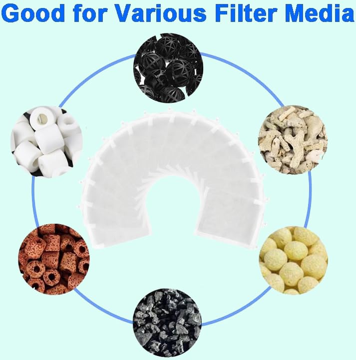 AQUANEAT Aquarium Filter Media Bags 15pcs Fish Tank Extra Fine 100 Micron Mesh Bags with Plastic Zipper for Activated Carbon (5.5" x 8") - size: 5.5" x 8"