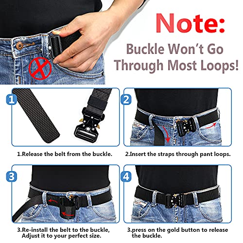 DOOPAI Tactical Belt for Men, 3Pack Military Nylon Web with Heavy Duty Quick Release Metal Buckle - color: 20 Black/Blue/Beige, size: 28-42 Waist Adjustable 125 cm (3 Pack)