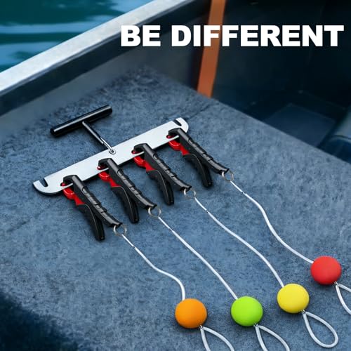 SNAIL TRAIL 4.6'' Fish Gripper, Fishing Scale Hook Non-Puncture Replacement Clamp - Lip Grabber for Cull Tag. Tournament Bass Culling Beam Clip, Black-Red (4 Pack) - color: Black-Red