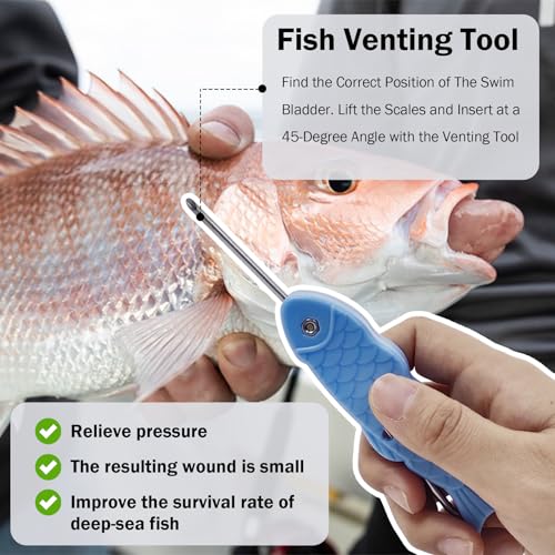EUPHENG Fish Venting Tool with Fish Hook Remover, Safe & Convenient Dehooker Venting Device for Deep Sea Fish Release and Return - size: 1 PCS