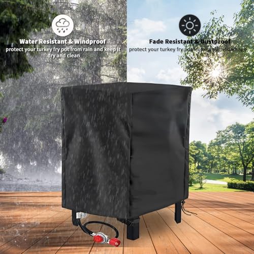 Propane Deep Fryer Cover for 18QT Fish Fry, Heavy Duty Waterproof Seafead Boil Pot Cover for Double Deep Fryer with 2 Baskets for Outdoor Cooking, 18"W x 14"D x 15"H - size: 18"W x 14"D x 15"H