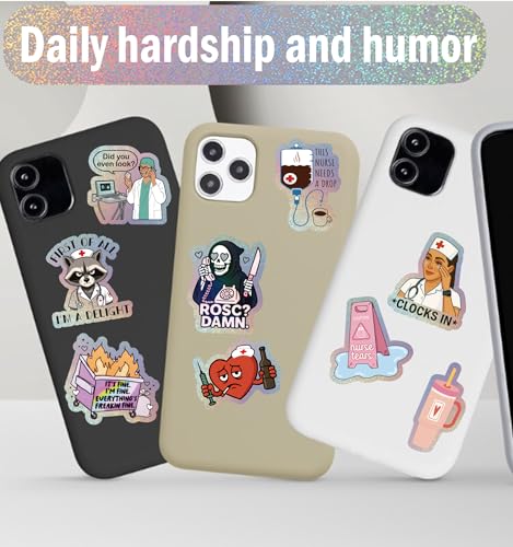 170Pcs Funny Nurse Stickers Pack - Holographic Medical Decals for Water Bottle, Laptop, Computer, Kindle, Cup & Planner - Nursing Gifts for Healthcare Workers - style: Funny Nurse Stickers