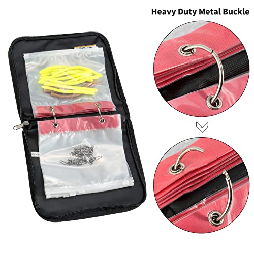 Dr.Fish Soft Bait Binder 10 Pieces PVC Bag Fishing Lure Storage Tackle Wallet Waterproof Heavy Duty Buckle Corrosion Resistant Zipper Worms Snell Hooks Sinkers Rig - color: Soft Binder Bag(10 Pockets, 9X7")