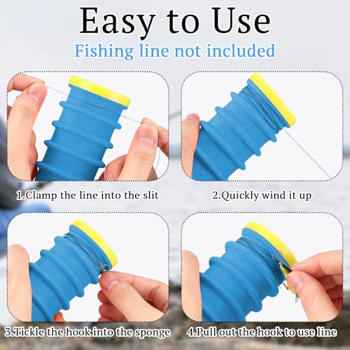 6 Pcs Fishing Leader Holder 6 Pack with Storage Box 72 Slot Snell Hook Organizer Anti-Tangle Rig Keeper for Walleye Catfish Bass Trout - color: Blue