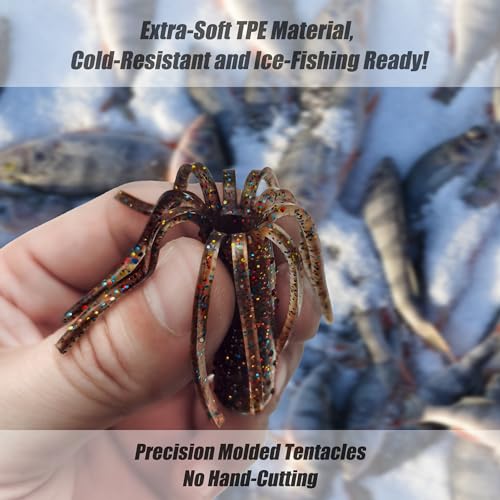 20Pcs Tube Baits Soft Plastic Worms Bass Fishing Lures for Tube Jig Heads Hook Freshwater Saltwater, 3.5 Inch - color: 20 Pcs-5 Color-California Craw, Molting Craw,Black Blue, Pearl Silver Flake, Black Neon