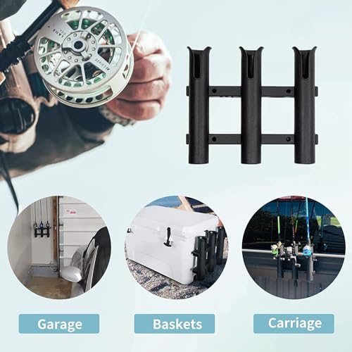 BigTron Fishing Rod Holder Bracket, Tube 3 Rod Rack, Fishing Rod for Boat Kayak Garage Storage or Truck with Screws Side-Mount