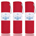 Microfiber Fishing Towels with Clip, Waffle Pattern for Effective Cleaning of Fishing Gears or Dirty Hands, 16” x 16”, Camping Towels, Hiking Towels, Pack of 3 (Red) - color: Red