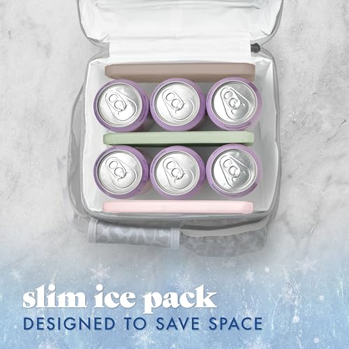 Cool Coolers by Fit & Fresh 4 Pack XL Slim Ice Packs, Quick Freeze Space Saving Reusable Ice Packs for Lunch Boxes or Coolers - color: Multi Pastel (4 Pack)