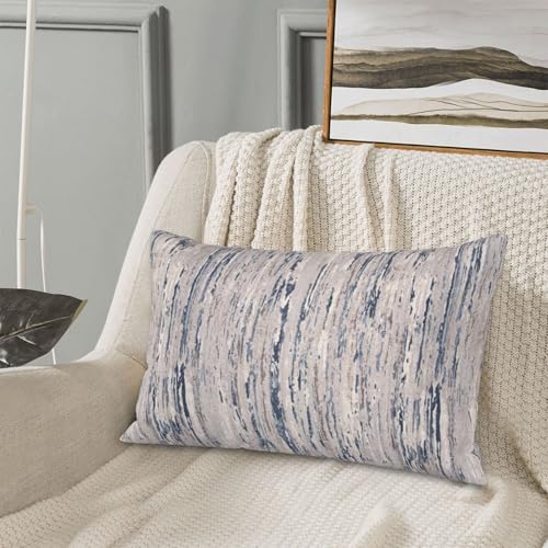 Seaside Textured Throw Pillow Covers Coastal Stripe Lumbar Pillow Cases 12x20 Inch Set of 2 Beige Teal Ombre Outdoor Decorative Pillowcase Cushion Cover for Couch Sofa - color: Teal, size: 20" x 12" (Pack of 2)