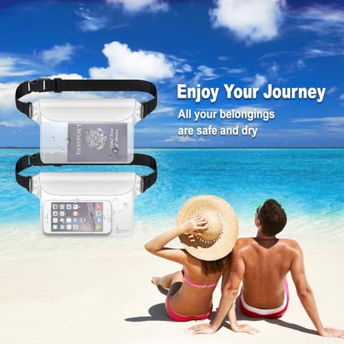 Waterproof Fanny Pack, Dry Bag Phone Pouch for Beach Swimming Kayaking | Floating dry bag keeps wallet & purse safe. Triple zip-lock seals water. Touchscreen works wet. Cruise, fishing & travel - color: Clear+Clear