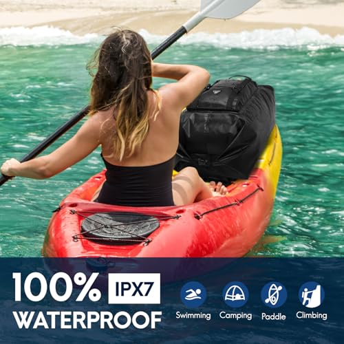 Haimont Waterproof Backpack Roll Top Dry Bag Kayak Dry Backpack for Outdoor Dry Pack Boating Fishing Camping, 60L, Black - color: Black, size: 60L