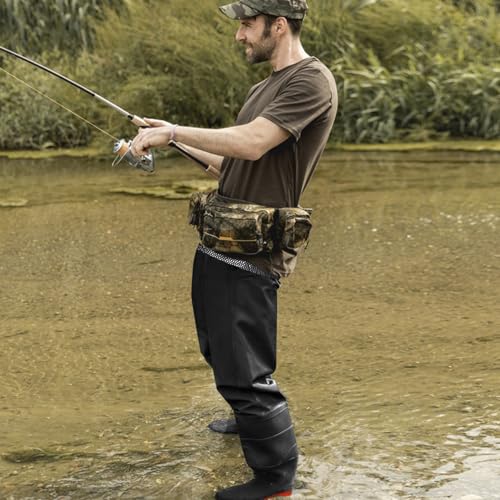Fishing Waders for Men Women, Nylon/PVC Waterproof Bootfoot Waders, Waist Wader Pants Fishing Waders with Boots