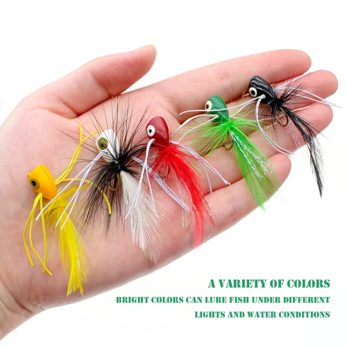 Fly Fishing Poppers, Topwater Fishing Lures Bass Crappie Bluegill Sunfish Panfish Trout Salmon Perch Steelhead Flies for Fly Fishing Bass Panfish Bluegill Trout Salmon - color: 20pcs
