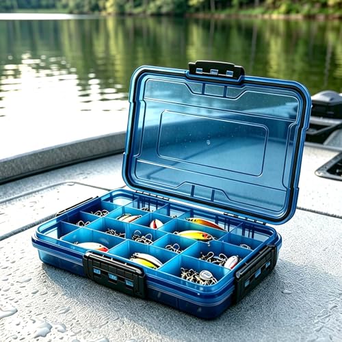 BEAR PAW 3600 Fishing Tackle Boxes Large Waterproof Fishing Lure Tray Storage Organizer Plastic Tackle Box with Adjustable Dividers Blue - style: 3600 Waterproof