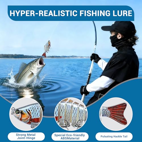 Keenjorika Fishing Lures Multi Jointed Fish Fishing Kits, Slow-Sinking Lifelike Segmented Swimbait Crankbaits, Realistic Swimming Action for Bass, Trout, Pike & Walleye, Freshwater and Saltwater - color: 5 Pack-Style 2