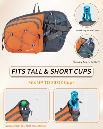 sportsnew Hydration Waist Pack with Water Bottle Holder, 2L Large Fanny Pack for Running Hiking Dog Walking, Water-Resistant Crossbody Waist Bag for Men Women, Patent Pending - style: Orange