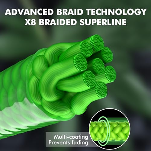 TRUSCEND X8 Braided Fishing Line, Durable and Valuable PE Braid Line for Professional, More Thinner More Smoother Performance for Casting Well, Must-Have Freshwater Fishing Gear, Fishing Gift for Men - color: Grass green, size: 6 LB (300 yards)