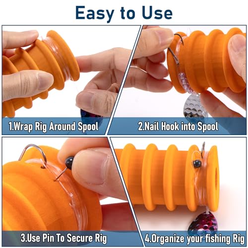 Dr.Fish 3 Pack Fishing Line Storage Holders, Snell Rigs Organizer Leader Tackle Box EVA Foam Lines Spooler Winder with Rigging Spools