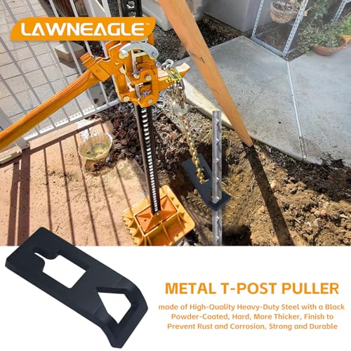 Heavy-Duty Steel T-Post Puller Plate, T Post Puller Fence Post Puller, T Post Puller Tool (Replace S16110400) - Works with Tractor Buckets, Chains, Jacks, or S-Hooks for Quick T-Post Removal