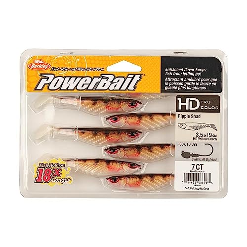 Berkley PowerBait Ripple Shad Fishing Soft Bait - color: HD Yellow Perch, size: 3 1/2"