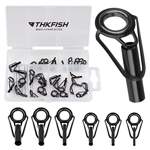 THKFISH Fishing Rod Tip Repair Kit Stainless Steel Ceramic Ring Guide | 6Sizes 30Pcs or 80Pcs THKFISH Rod Tip Repair Kit, Fishing Stainless Steel Ceramic Ring Guide Repair Replacemen - color: A-Big Style - 30pcs Rod Tips