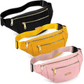 3 Pcs Waterproof Fanny Packs for Women and Men Waist Pack with Adjustable Strap Waist Pouch for Sports Running Exercise Walking Travel - color: Black, Yellow, Pink