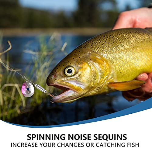 Colorado Blades Spinner Blades Lure Making Kit, 30pcs Colorful Metal Blades Easy Spin Spoons Inline Spinner Walleye Rig Making DIY Fishing Lure Making Supplies for Trout Salmon Bass Fishing - color: Hammered-Purple & Silver-30pcs