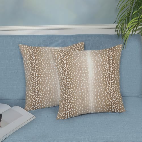 Brown Antelope Pillow Covers 16x16 Inch Set of 2 Deer Animal Skin Print Throw Pillows Outdoor Decorative Modern Antelope Pillowcase Cotton Cushion Cases for Bed Sofa Couch - color: Brown Antelope, size: 16" x 16" (Pack of 2)