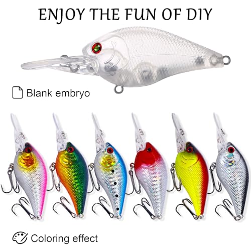 20pcs/25pcs Fishing Blanks Lures Kit Fishing Topwater Unpainted Swimbait Unpainted Crankbaits Hard Baits DIY Lure for Bass Salmon Trout Saltwater and Freshwater - color: 25PCS 3.53″/0.38oz