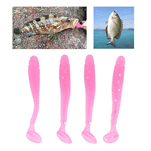 Akozon 50PCS Soft Plastic 5cm Fishing Lures, Ttail Grub Worm Bait, Fish Tackle Accessory in Vibrant Orange Color, Ideal for Fishing Enthusiasts - Pack of 50 - color: Pink