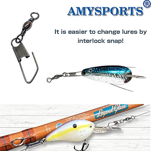 AMYSPORTS Stainless Steel Snap Swivel Saltwater High Strength Snaps Fishing Barrel Line Connector Fishing Swivels Barrel Safety Snap Fishing Tackle Stainless Steel Accessories - size: Size12 (15lb) 50 pcs