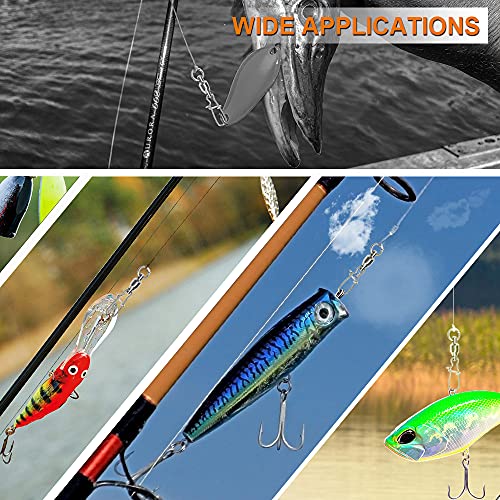 Atibin High Strength Fishing Swivels Tackle Stainless Connector Fishing Snaps Swivel Steel Lock Snap Swivels Saltwater Line Lure Connector - size: Size 6+6 (108lb) 25 pcs