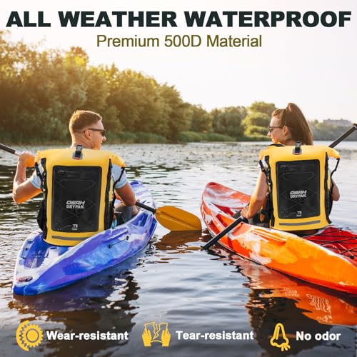 OSAH DRYPAK Waterproof Backpack Dry Bag 35L/55L/85L – Heavy Duty Roll-Top Hiking Backpack for Travel, Kayaking, Boating, Camping, Rafting and Fishing - color: Yellow, size: 55L