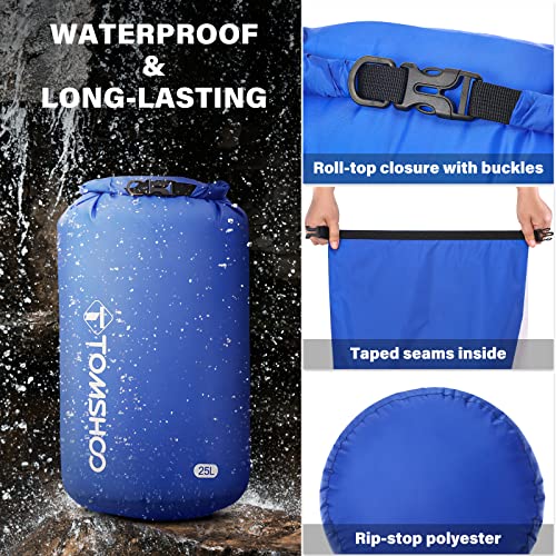 TOMSHOO Dry Bag 3-Pack/5-Pack, Lightweight Waterproof Bags Roll Top Sack Set Keeps Gear Dry for Hiking, Beach, Fishing, Kayaking, Boating, Swimming, Camping - color: 3 Pack - Assorted Color, size: 3L+5L+8L