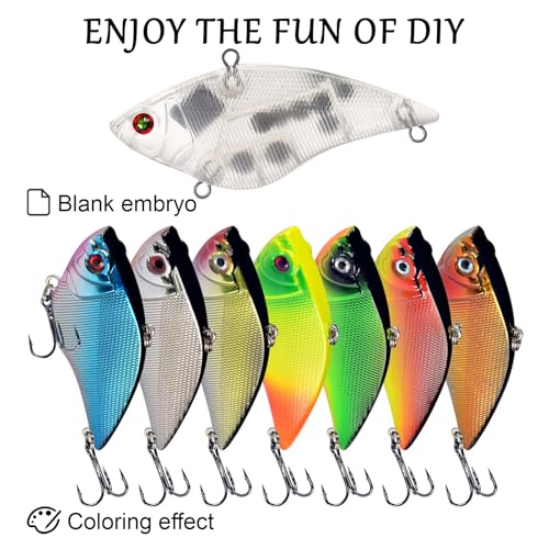 20pcs/25pcs Fishing Blanks Lures Kit Fishing Topwater Unpainted Swimbait Unpainted Crankbaits Hard Baits DIY Lure for Bass Salmon Trout Saltwater and Freshwater - color: 20PCS 2.87″/0.52oz