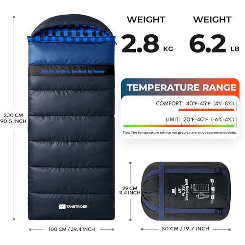 Cotton Flannel XXL Winter Sleeping Bags for Adults Big and Tall,Cold Weather 90x39 Inch Camping Sleep Bag,Waterproof Machine Washable 4 Season Outdoor Camping Gear,2-Way Zipper - color: Blue, size: 6.2lb(40-45℉)