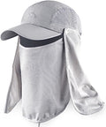 Outdoor Sun Hat for Men Women UPF 50+ Fishing UV Hat with Neck Flap Face Cover for Sun Protection - color: Light Grey-regular Brim