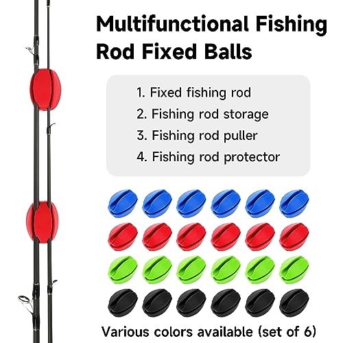 SANLIKE 6Pcs Elastic Rubber Fishing Rod Holder Fixed Balls Pole Protector | High stretch construction, multi-aperture fit, anti-slip rod fixation, lightweight portable outdoor fishing accessory - style: Red-6pcs