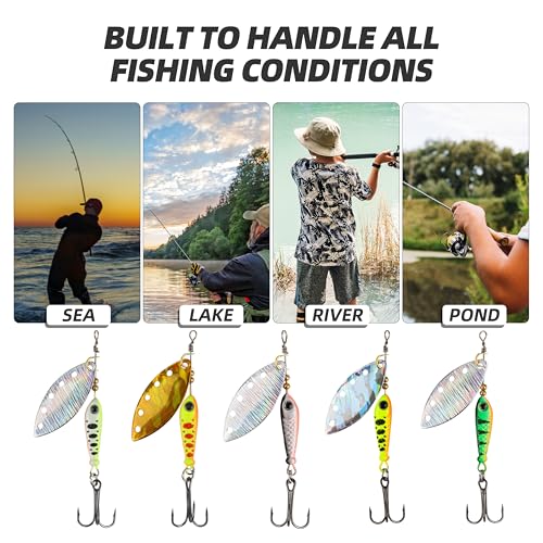 Inline Spinner Bait – Fish-Shaped Spinnerbait Lures 5-Pack, 360° Rotation with Reflective Blades, Perfect for Freshwater & Saltwater Fishing, Targeting Bass, Trout, Pike, Perch & More - color: Flying Fish Spinnerbait