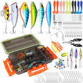 Fishing Tackle Box with Fishing Lures,105Pcs Trout Fishing Lures Kit-Pliers,Spinnerbaits,Hooks,Fishing Swivel,Saltwater &Freshwater Fishing Gear and Equipment,Fishing Gifts for Men