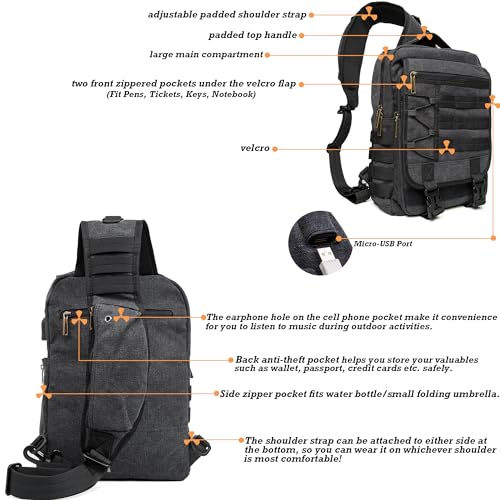 NICGID Tactical Military Backpack Large Daypack Molle Army Assault Pack Bug Out Bag Water Resistant Travel Fishing Hiking Trekking Rucksack - color: Black-canvas-808, size: 13.3 inch