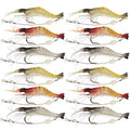 Goture Soft Shrimp Lures Fishing Saltwater Luminous Shrimp Bait Set Fishing Lures with Sharp Hooks for Freshwater Saltwater Trout Bass Salmon Crappie Walleye Pike Perch - color: 3.54in/0.21oz 12Piece