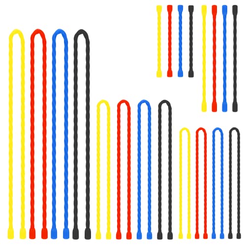 20Pcs 3 6 12 18 24inchs Silicone Cable Ties Reusable Steel-Core Silicone Twist Ties Straps for Bundling and Organizing, All Purpose Bendable Holder Strap for Indoor and Out, 4 Colors - color: 3+6+12+18+24-inch(20pcs)