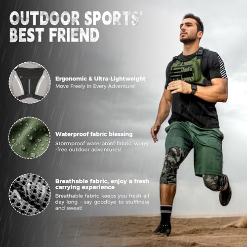 koculemi Outdoor Sports Chest Bag for Men, Chest Vest Holster Fits Most Pistols, EDC Travel Chest Pack for Running, Hiking - color: Olive