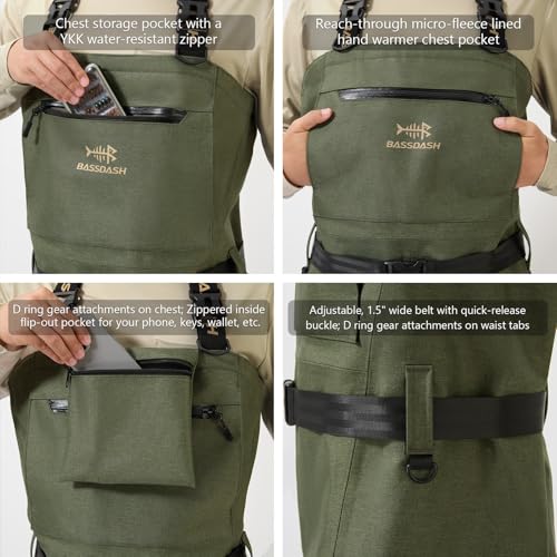 BASSDASH Men’s PVC Chest Wader Ripstop High Strength Boot Foot Waders for Fly Fishing Hunting FW13