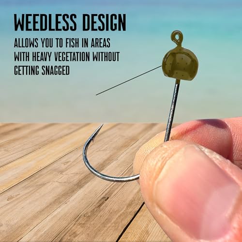 Reaction Tackle Tungsten Bladed Underspin Swimbait Hooks, Weighted Weedless Jig Heads for Bass, Pike, and Musky, Freshwater and Saltwater Fishing (3-Pack) - color: Black, size: 1/16 oz