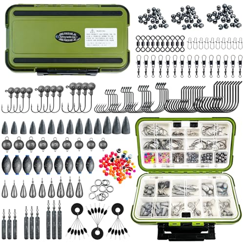 Fishing Accessories Kit Organized Fishing Tackle Box Included Hooks, Sinkers Weights, Rubber Bobber, Jigs, Beads, Swivels Snaps, Fishing Gear Kit - color: 306pcs