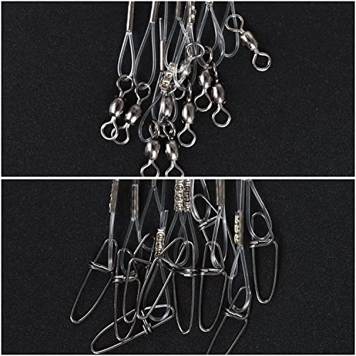 50lb 100% Fluorocarbon Fishing Leaders, 10/20 Pcs, Saltwater/Freshwater, 20in Fluorocarbon Leader line with Swivel and Snap - size: 20 in, 20 pcs