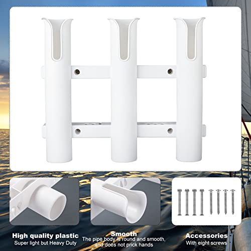 Shappy 3 Pcs Fishing Rod Holder Bracket Tube 3 Rod Rack Wall Mounted 10.63 Inch Fishing Pole Holders for Boats with Screws Nuts Side Mount for Boat Truck Kayak Garage (White) - color: White